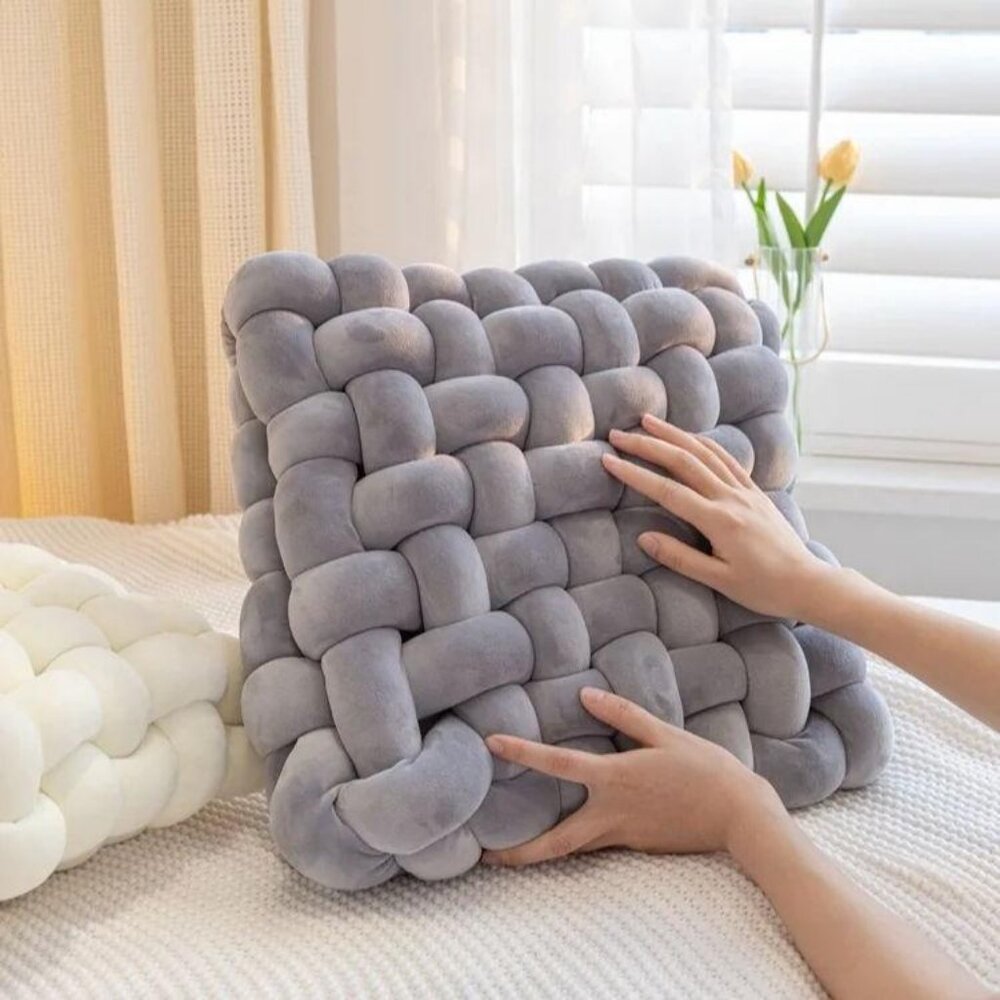 Luxury Home Decor Hand-weave Cushion Wool Knot Throw PillowSmall(13L*11.8W*4.7H)